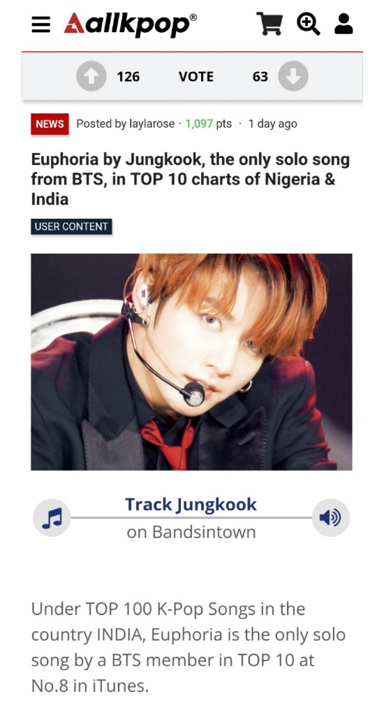 BTS Jungkook Euphoria Nigeria is the only Top 10 chart in India!