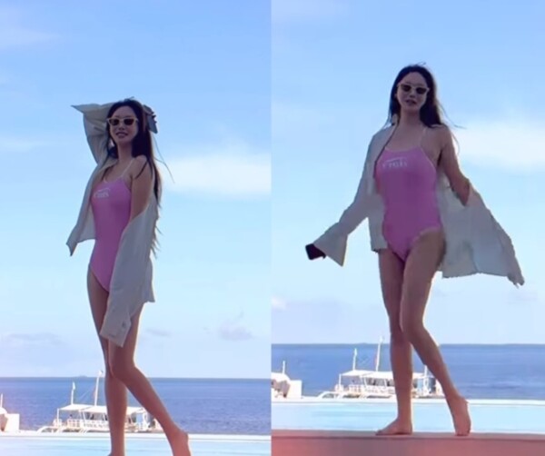 Vevgirl Min -young reveals the blue sea background 'pink' lovely.