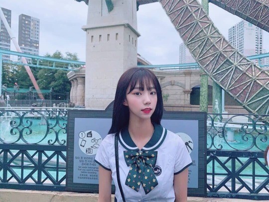 Space Girl Summer, at the amusement park, wearing a uniform, 