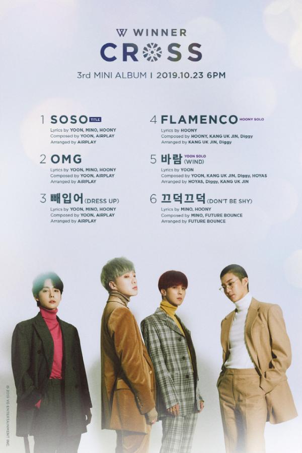 WINNER to release its 3rd mini cross track list